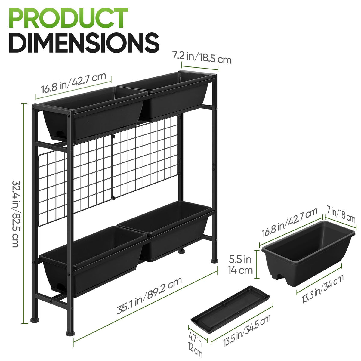 CADUKE elevated planter with trellis supports climbing plants for vertical greenery.