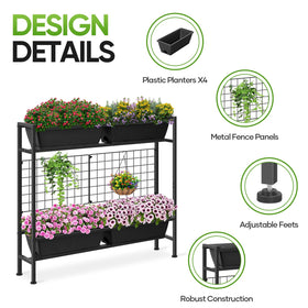 CADUKE four-container plastic planter supports organized herb and vegetable zones.