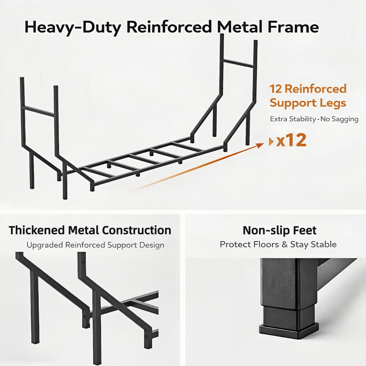 CADUKE easy-assemble firewood storage rack for quick setup.