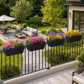 CADUKE outdoor balcony planters help decorate fences and railings without drilling.