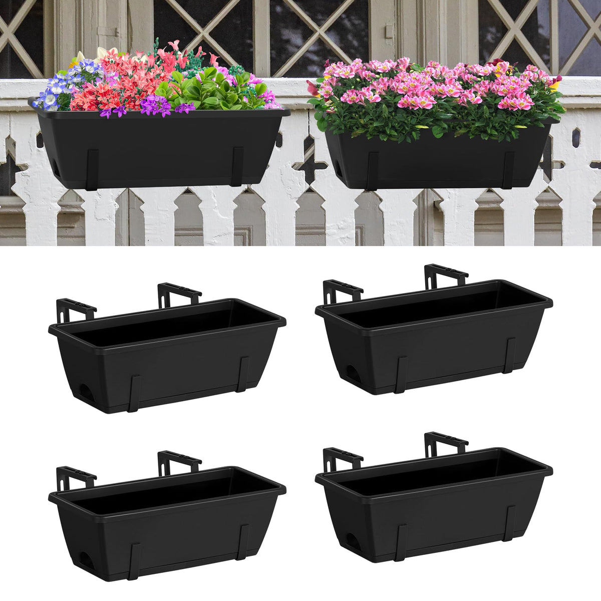 CADUKE railing planter box with detachable stand for versatile indoor or outdoor placement.