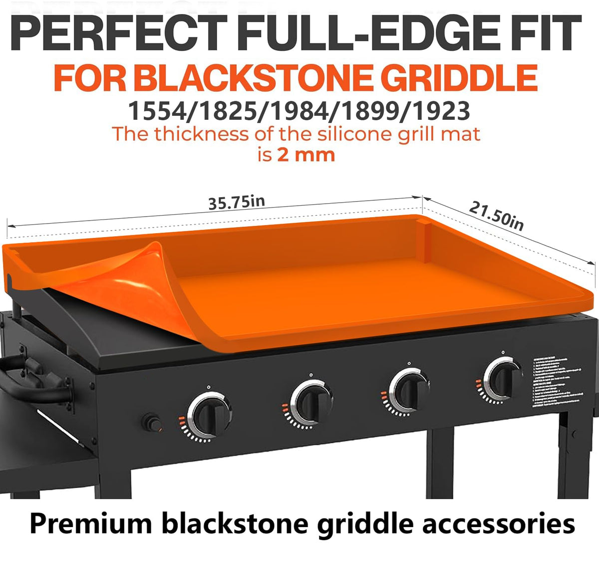 Cadyaw silicone griddle mat with raised lip blocks spills