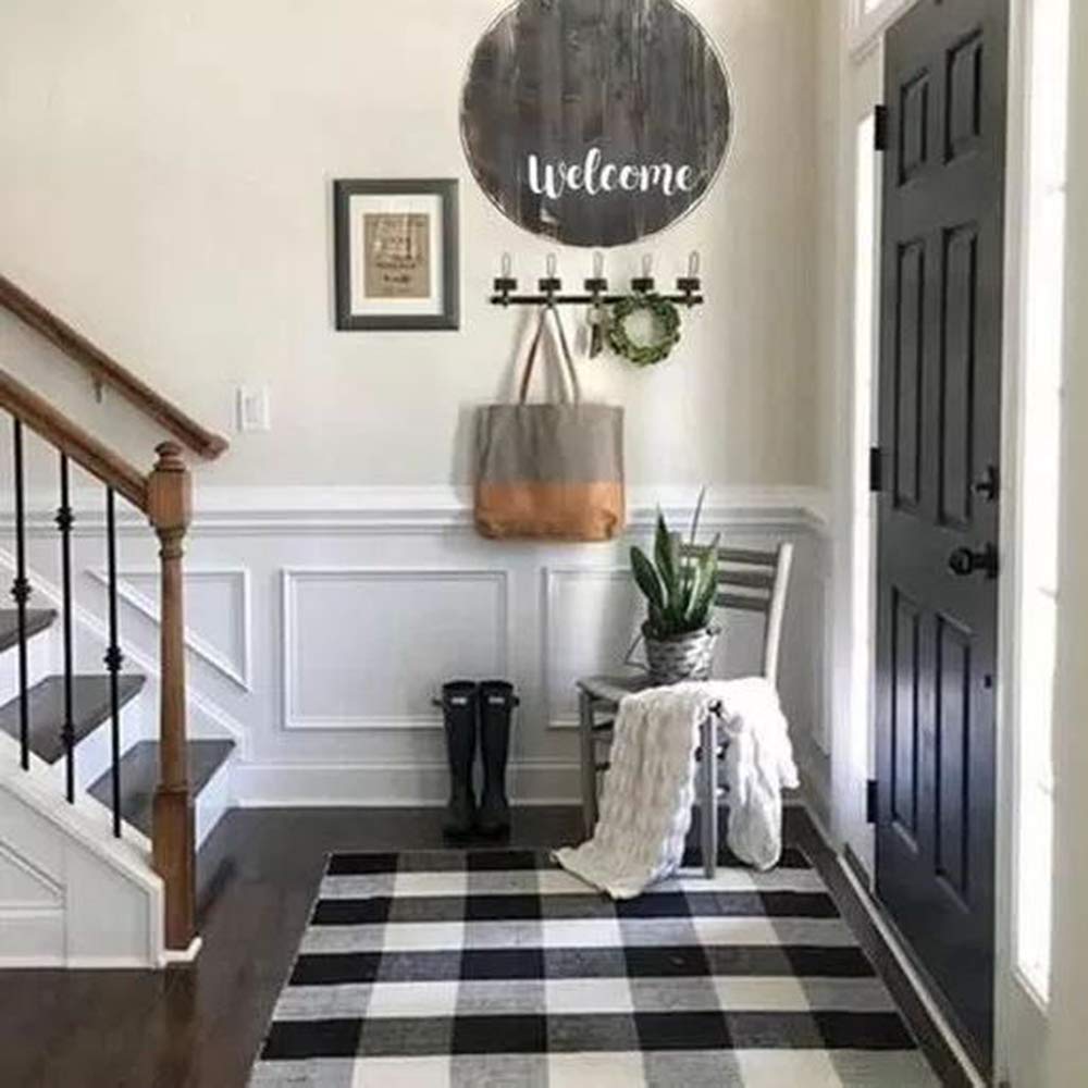 CAINANEL Buffalo Plaid Outdoor Rug with durable cotton for porch decor