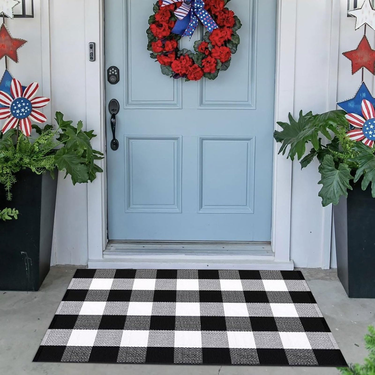 CAINANEL Buffalo plaid outdoor rug easy cleaning suitable for quick maintenance