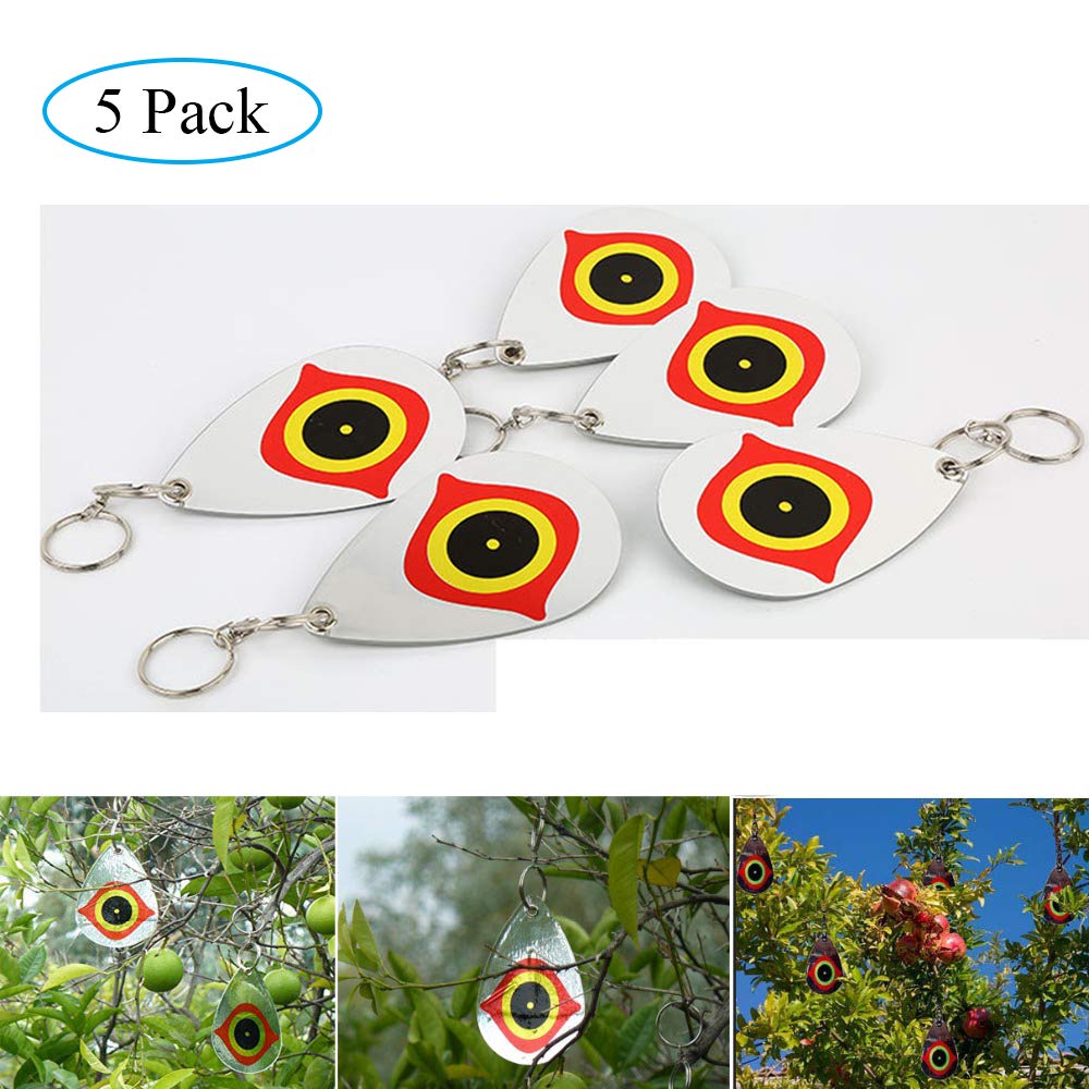 Cainda Teardrop bird diverter 5-pack uses reflective sun to deter birds.