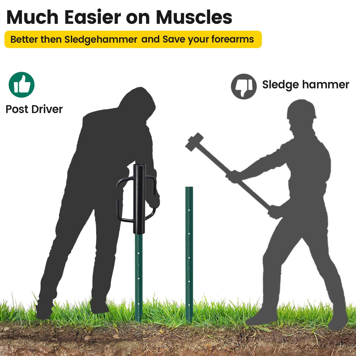 CALCHELE heavy-duty-post-rammer delivers steady power for fence installations.