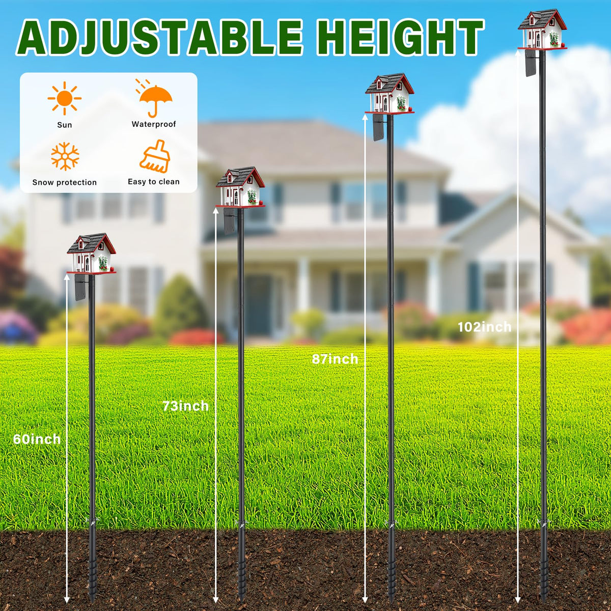 The CALCHELE height-segments-102-inch setup provides a wide garden view for more birds.