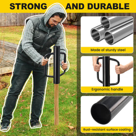 CALCHELE post driver 2.7-inch inner diameter grips metal posts for durability.