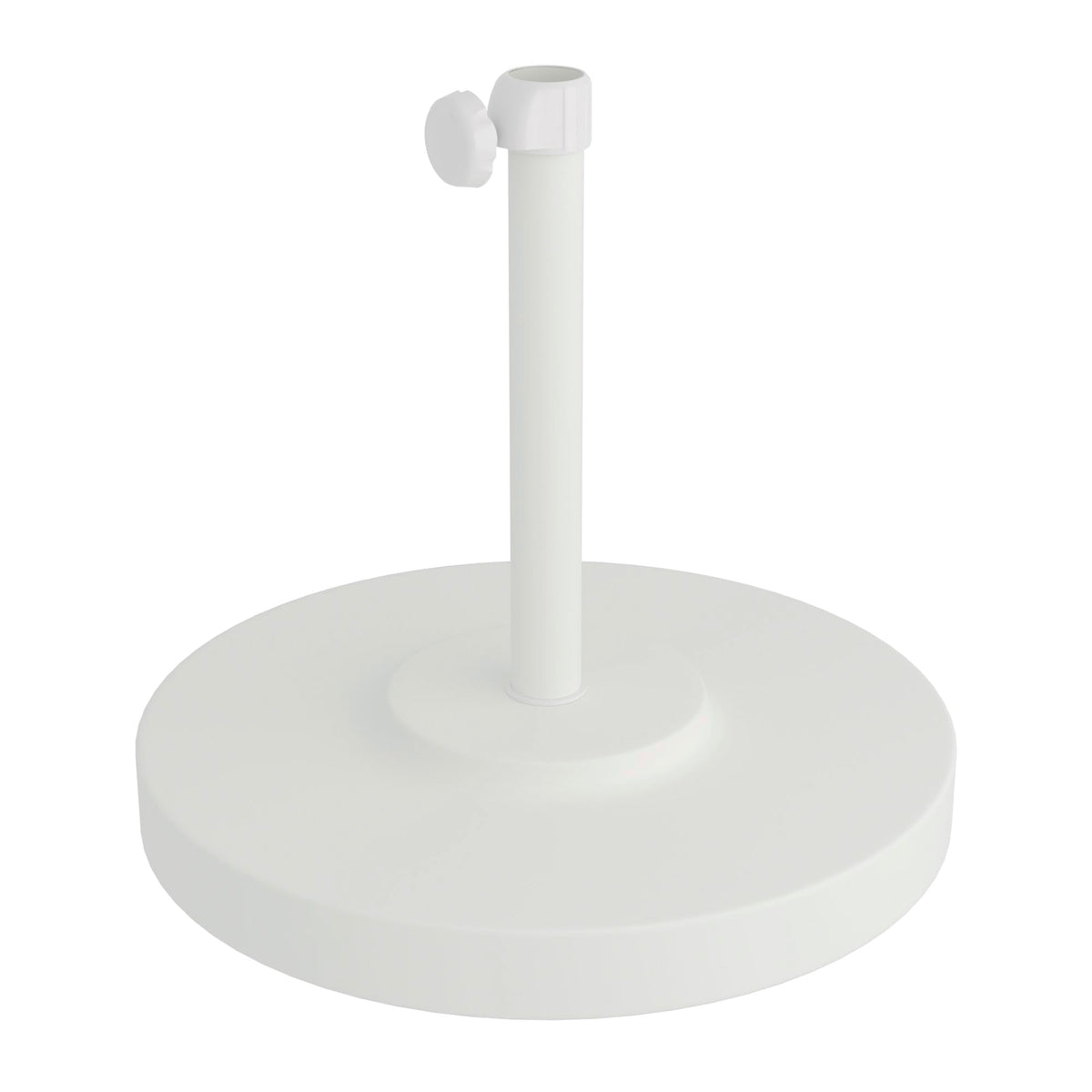 California Umbrella 50 lb base with powdercoated white frame provides sturdy outdoor support.