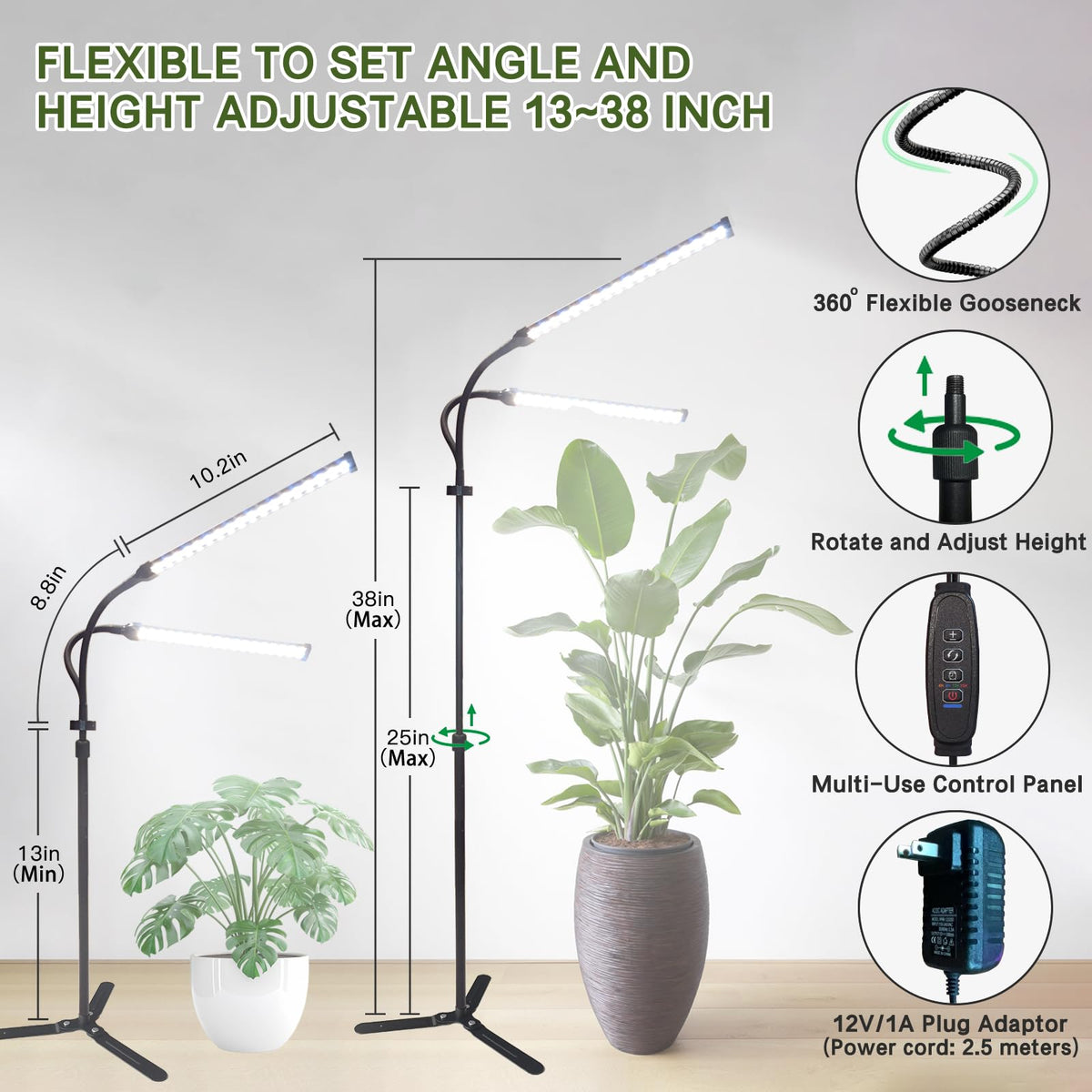 CalKoo 126 LEDs deliver full spectrum light for healthy growth of houseplants.