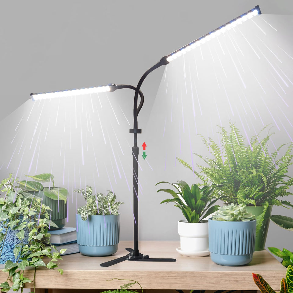CalKoo 2025 grow light in front view highlights compact design and full spectrum for indoor plants.