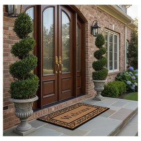 Calloway Mills Abbington Doormat on porch shot shows all season utility