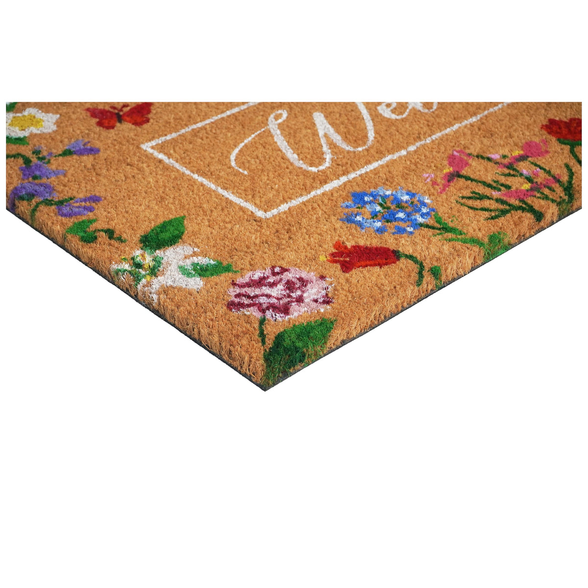 Calloway Mills Butterfly Garden Doormat suitable for indoor and outdoor entryways.