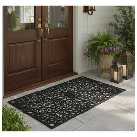 Calloway Mills Gatsby doormat close-up of scroll pattern enhances porch decor.