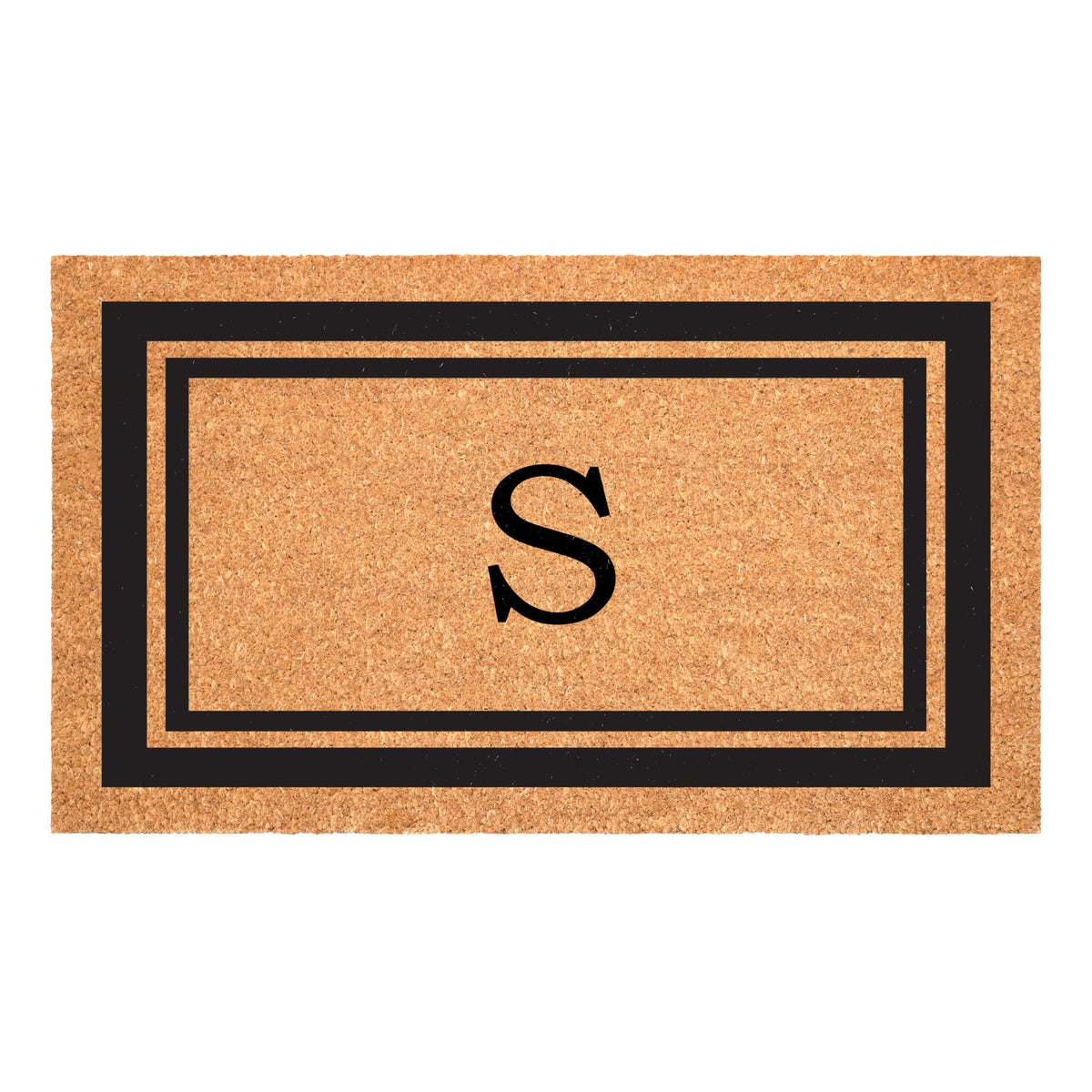 Calloway Mills monogram doormat with black border for stylish entry and dirt scraping.