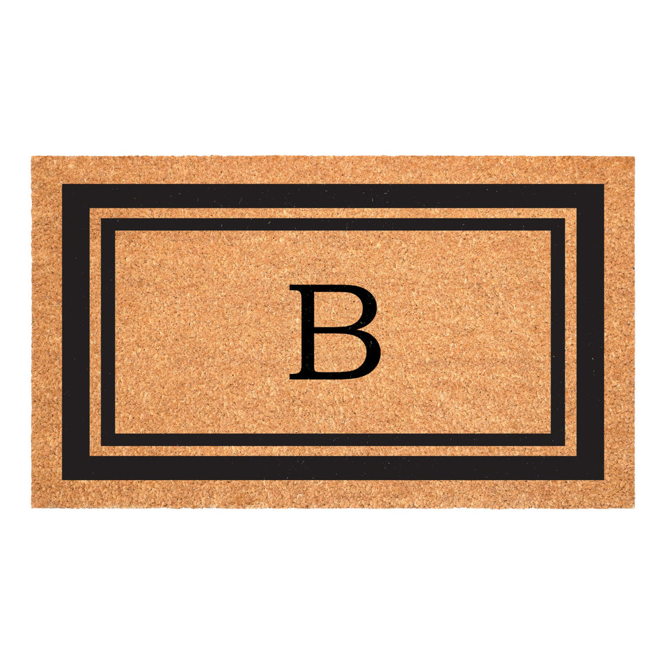 Calloway Mills monogram doormat with border B, front view, personalized entryway accent