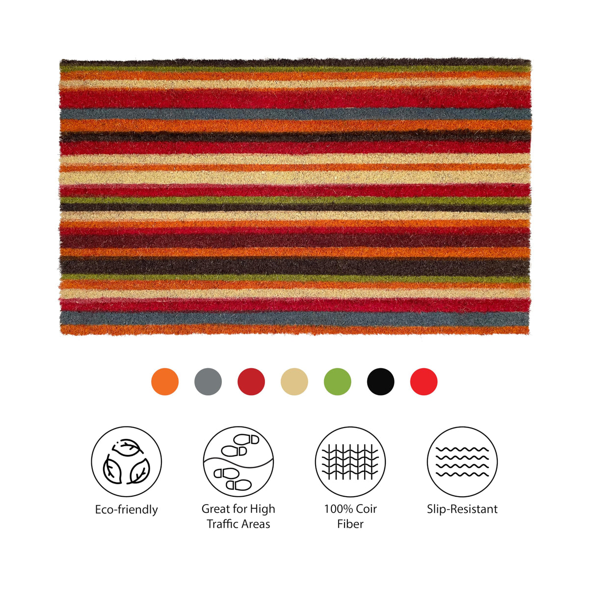Fall colors in the Palisades Stripe pattern add warm entryway charm