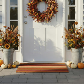 Vinyl backing on the Palisades Stripe Doormat provides stability on flat surfaces