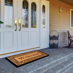 Calloway Mills Welc doormat close-up of coir fibers for effective dirt scraping.