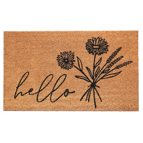 Calloway Mills Wildflower Bouquet Doormat close-up shows coir fibers for dirt scraping
