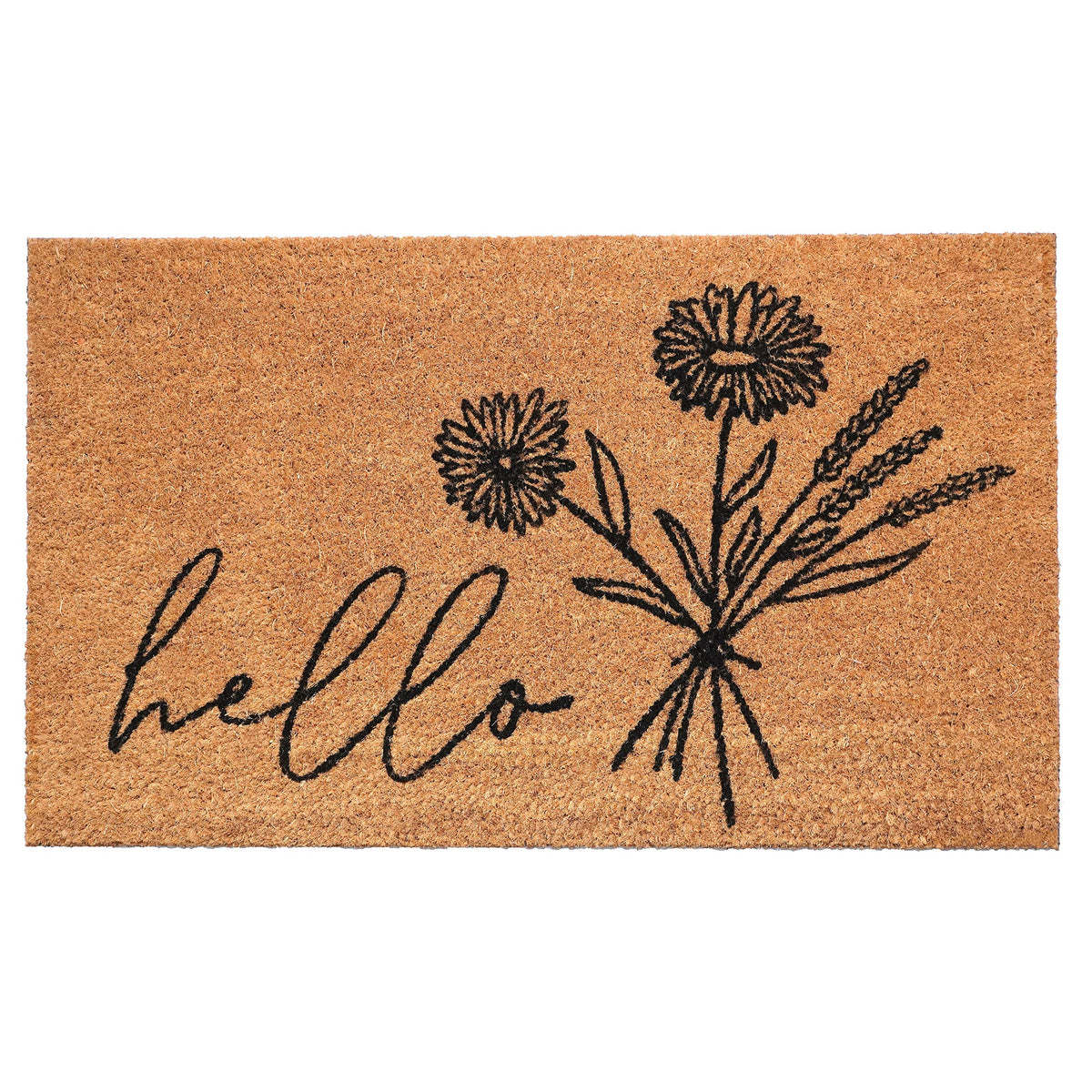 Calloway Mills Wildflower Bouquet Doormat close-up of coir texture, ideal for scraping dirt from shoes.