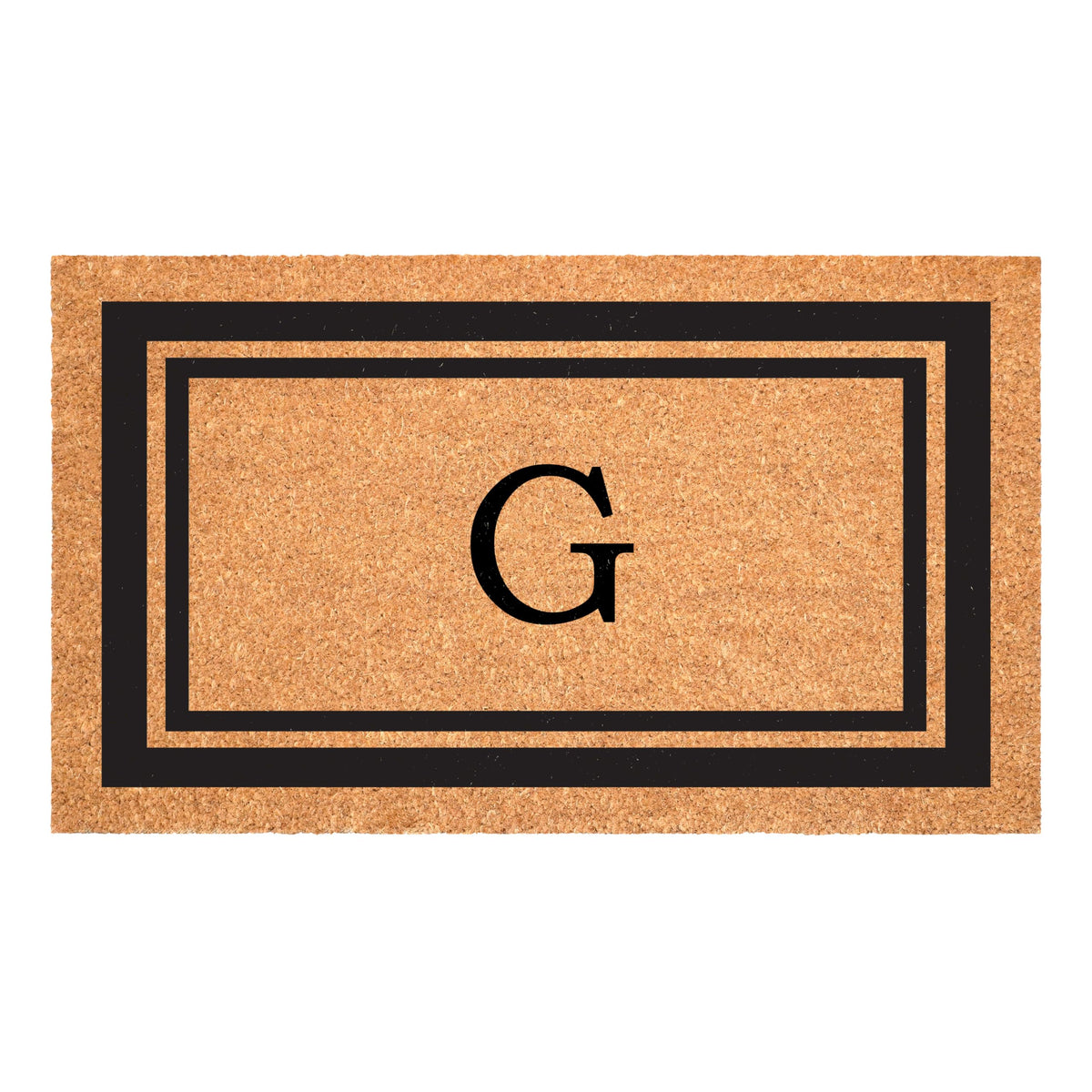 Calloway Mills monogram doormat with black border, 24x36, showcasing initial G.