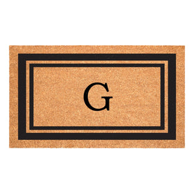 Calloway Mills monogram doormat with black border, 24x36, showcasing initial G.