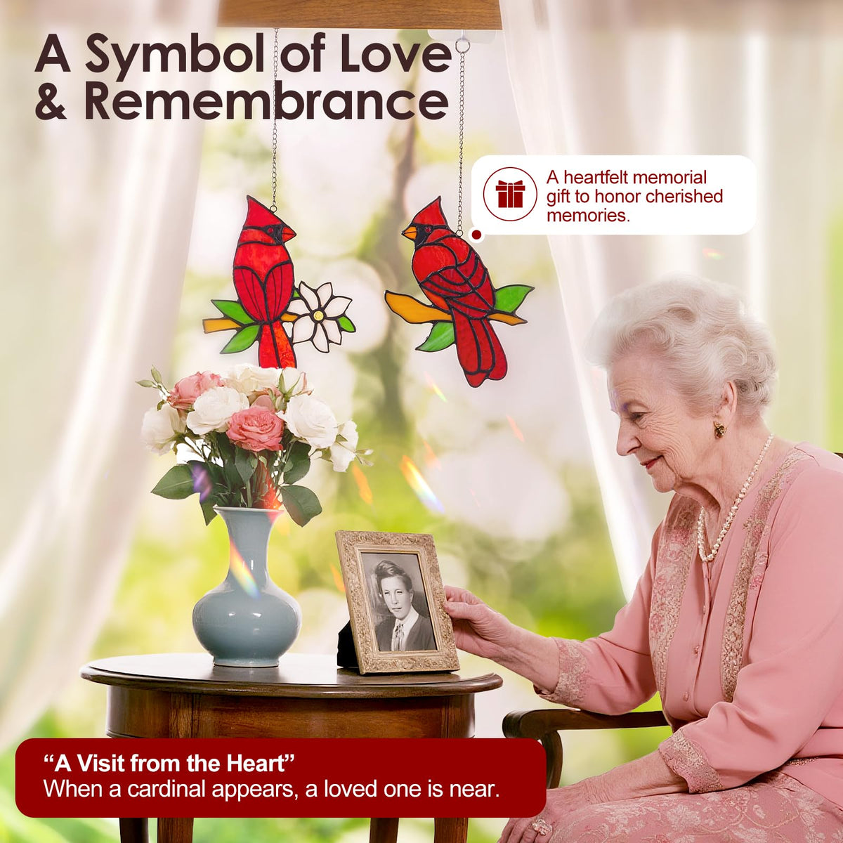 Calmpathz cardinal suncatcher for indoor outdoor decor adds year-round charm