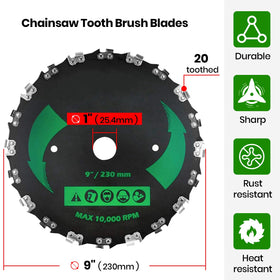 CALPALMY 9in brush cutter blade with carbide teeth for tougher vegetation.
