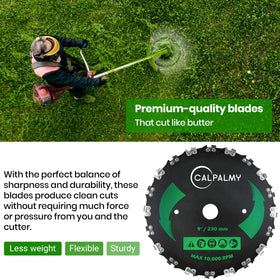 CALPALMY 9in trimmer saw blade in tight spaces enables maneuverability.
