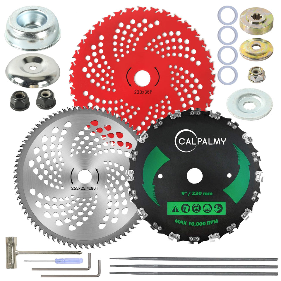 CALPALMY 9x20T blade cutting dense brush with precision
