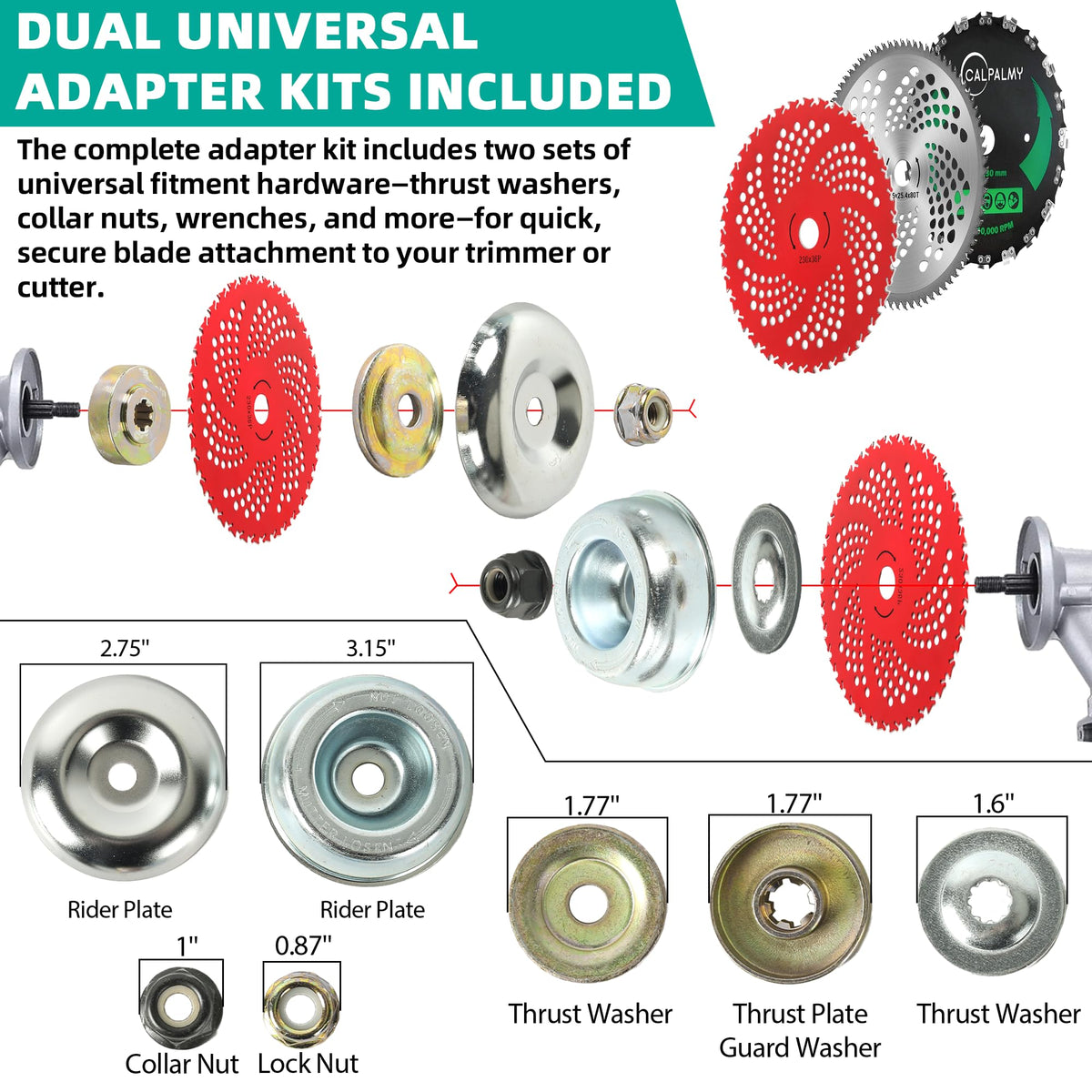 CALPALMY universal adapter kit enabling quick blade attachment