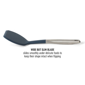 Calphalon Prime turner safe for nonstick surfaces, preventing scratches during flipping