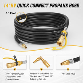 CALPOSE 15ft hose with durable brass fittings for secure propane connections
