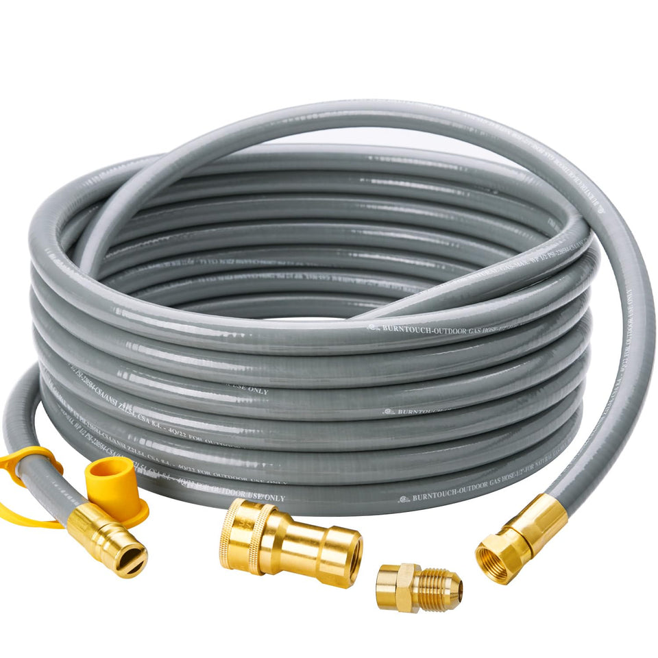 CALPOSE 25ft natural gas hose with quick-connect for safe outdoor grilling