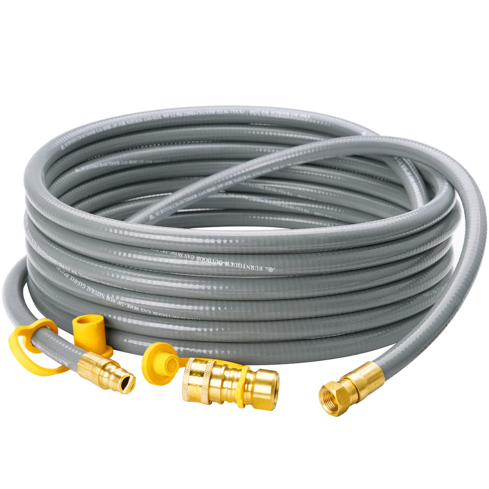 CALPOSE 25 ft natural gas hose with quick connect fittings for easy outdoor grill setup