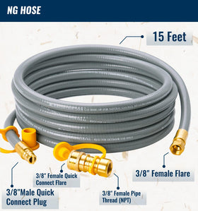 CALPOSE 38-inch ID gas hose with brass fittings for reliable low-pressure transfer.