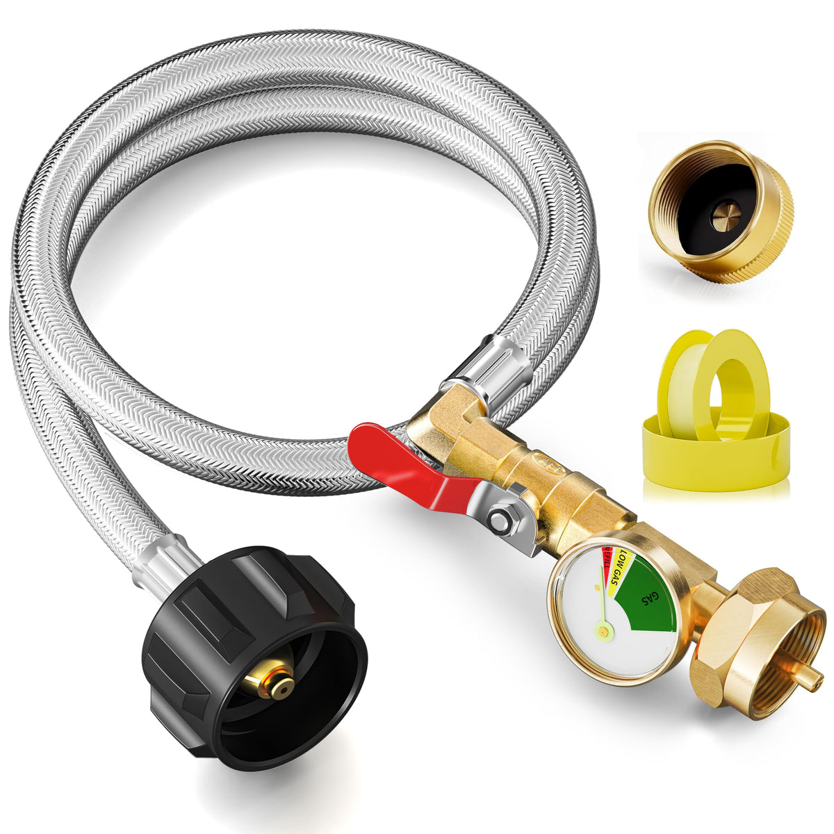 CALPOSE 3ft propane hose with glow-dial for easy level checks