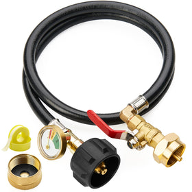CALPOSE 3ft propane refill hose with gauge for easy monitoring during refills