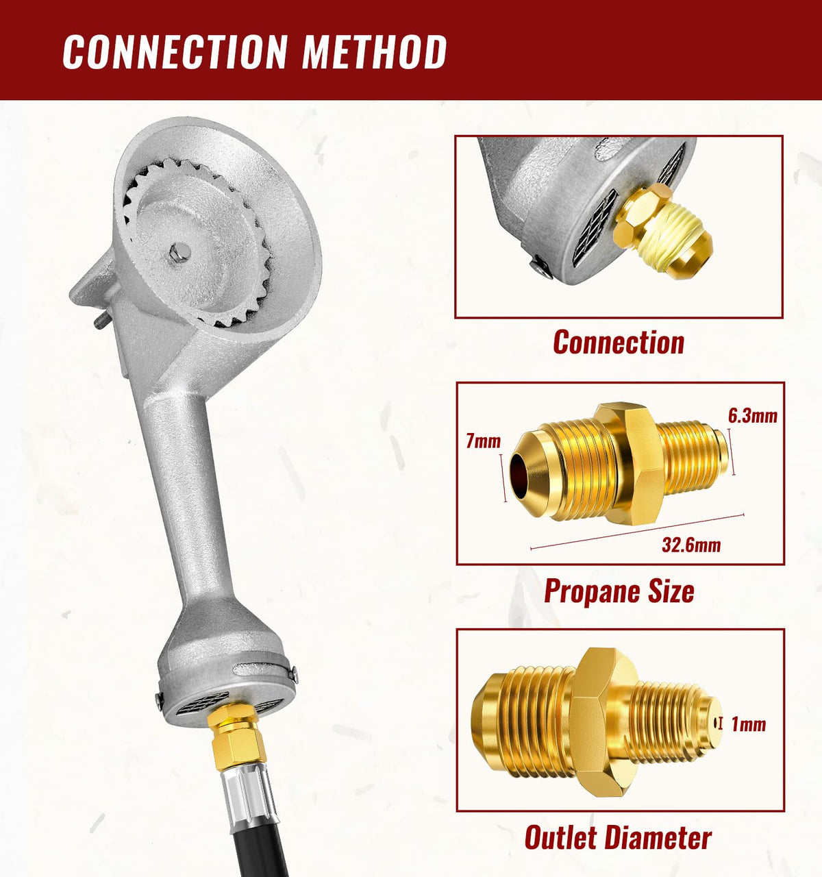 CALPOSE 5-foot reach enables flexible placement with a stable propane connection.