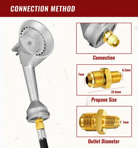 CALPOSE 5-foot reach enables flexible placement with a stable propane connection.