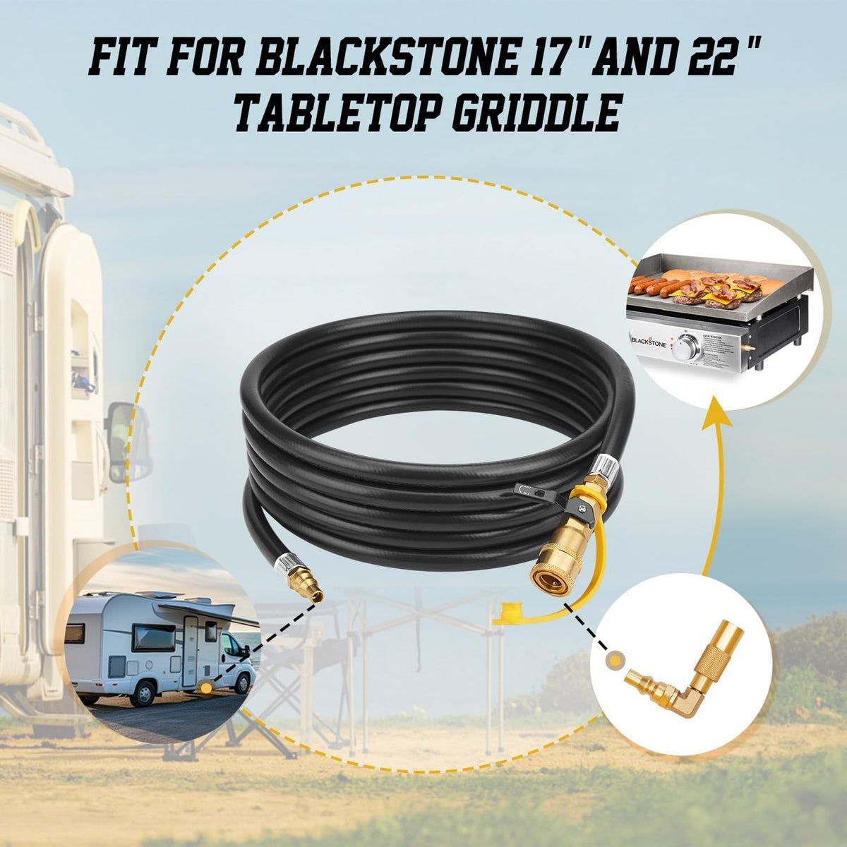 CALPOSE 90-degree elbow design enables flexible grill positioning near RV