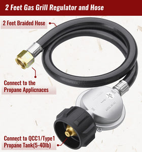 CALPOSE brass regulator and hose showcase durable, weatherproof construction for outdoor use.