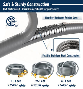 CALPOSE fire table gas hose connection for backyard ambiance