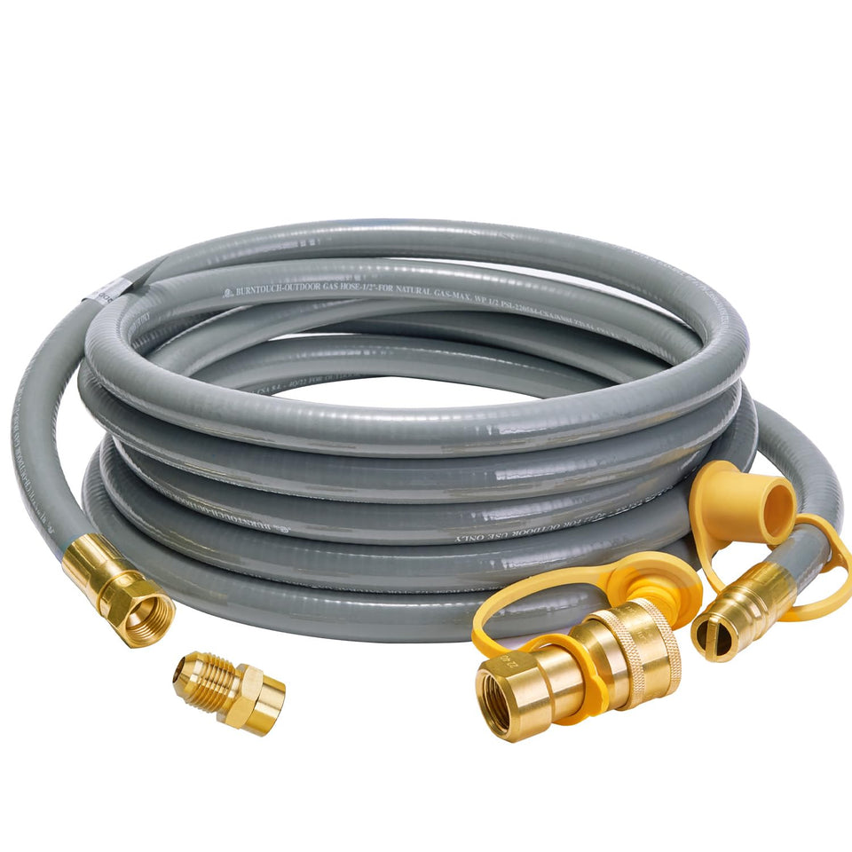 CALPOSE natural gas hose 15 ft with half-inch ID quick-connect for easy grill setup
