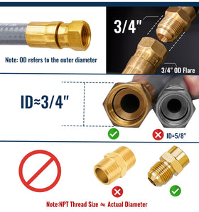 CALPOSE gas hose flare end ready for 3/4-16UNF female connection