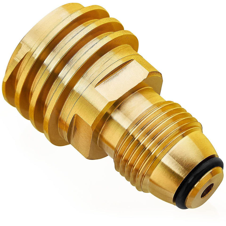 CALPOSE POL to QCC1 adapter brass body closeup for durable fuel connections