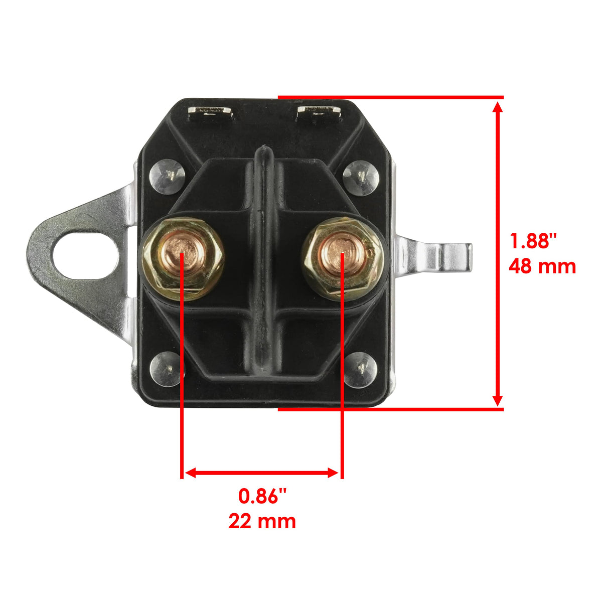 Caltric solenoid YTH2348 top view showing clean connectors.