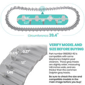 Calvana Dolphin tracks gray 2-pack sideview highlights compatibility with many Maytronics models