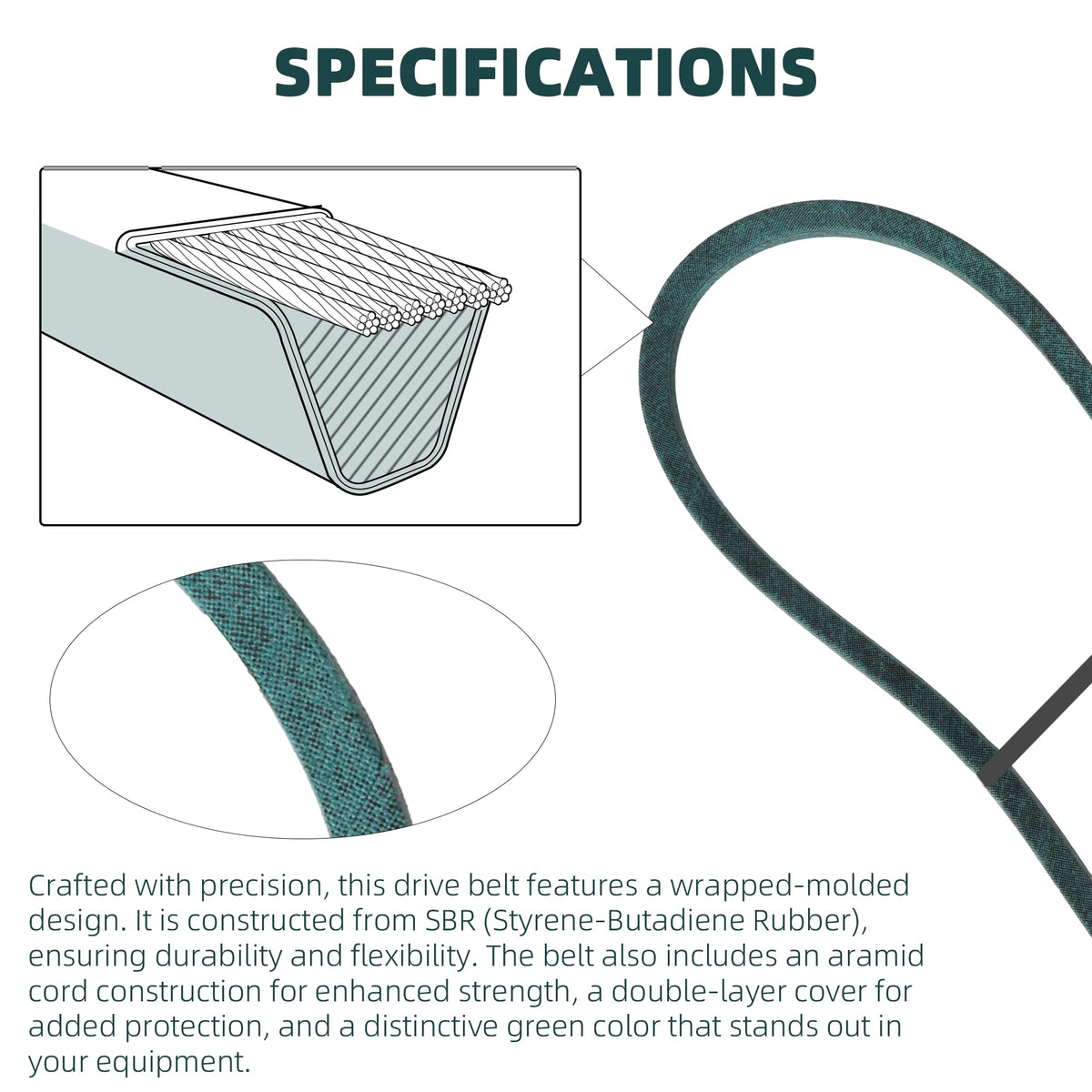 Calvana kevlar cord belt close-up showing high strength and durability